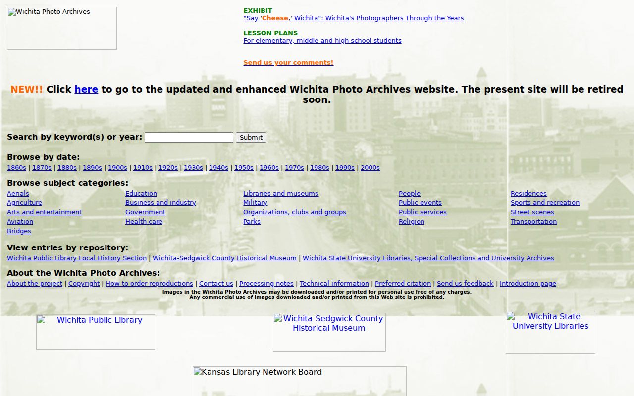 Wichita State University Wichita Photo Archives search