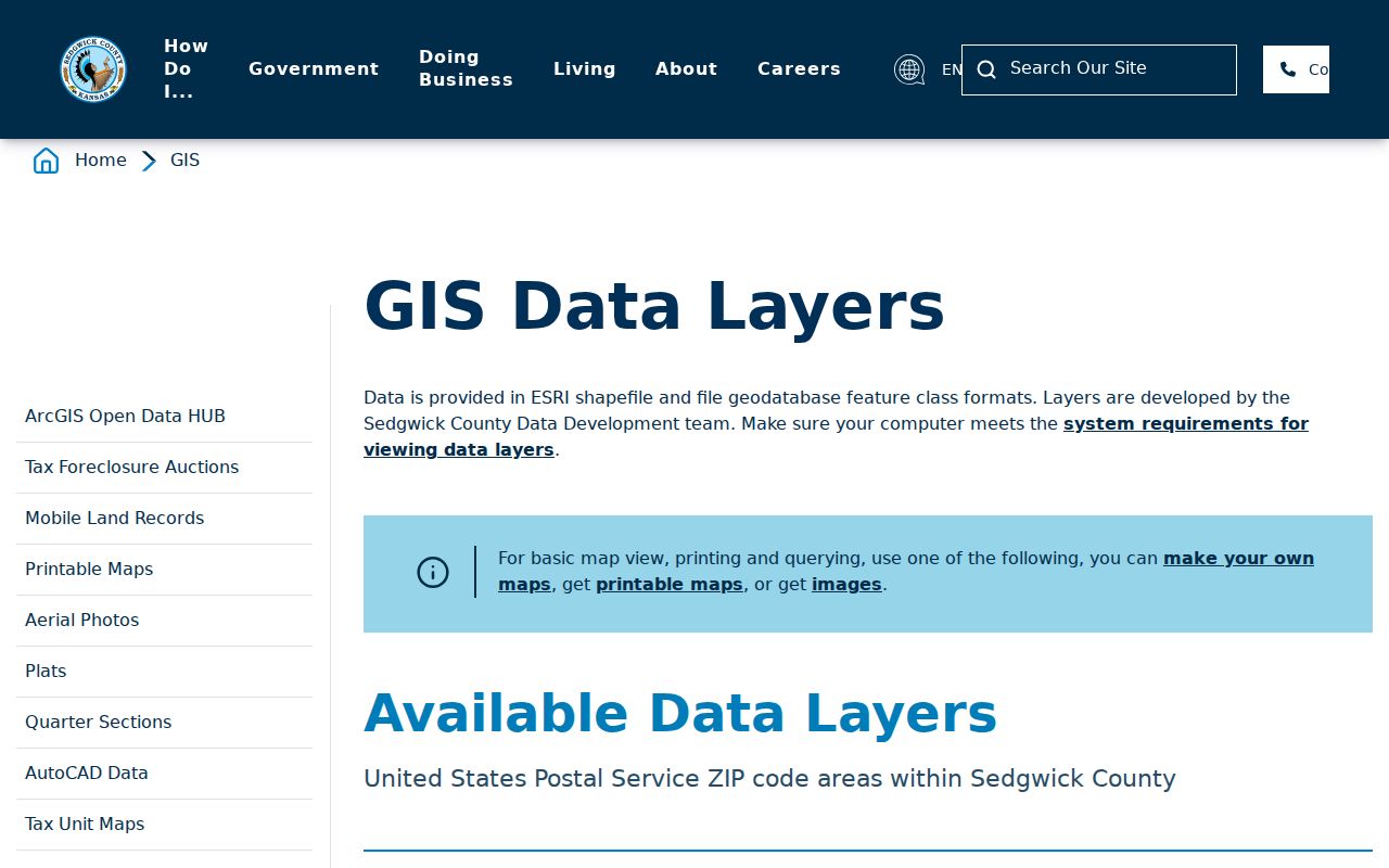 Sedgwick County neighbors ZIP polygon GIS layer
