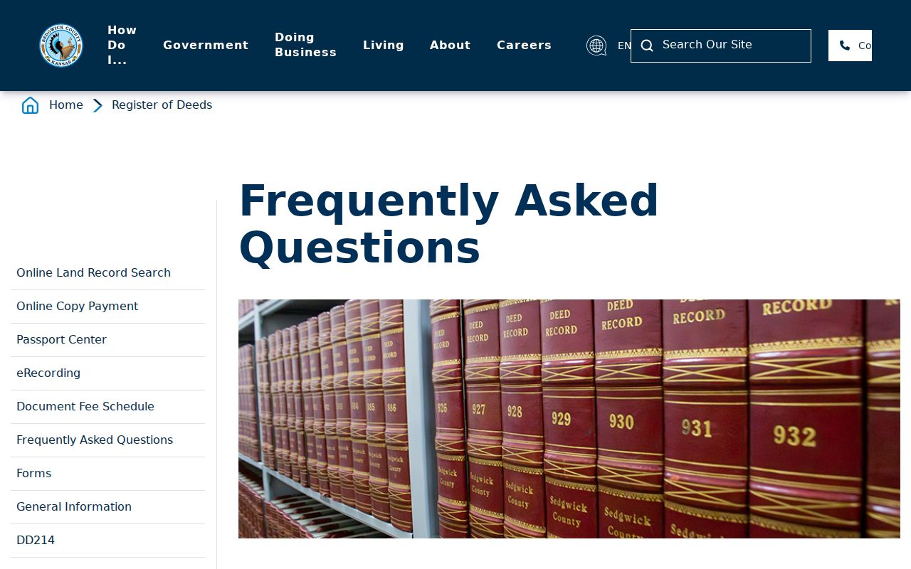 Sedgwick County previous residents deed history access