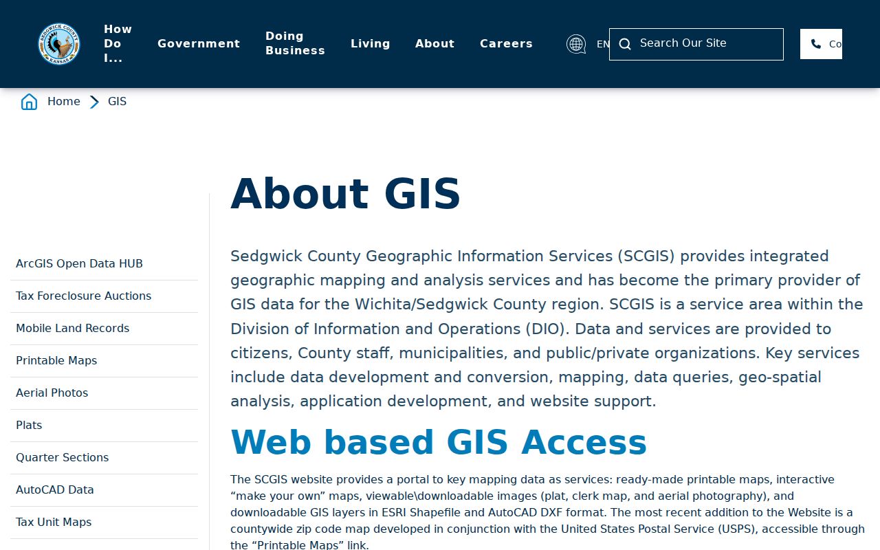 Sedgwick County ZIP code directory GIS mapping context