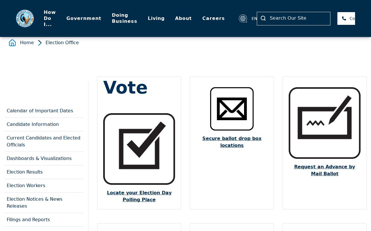 Sedgwick County ZIP code directory polling address lookup